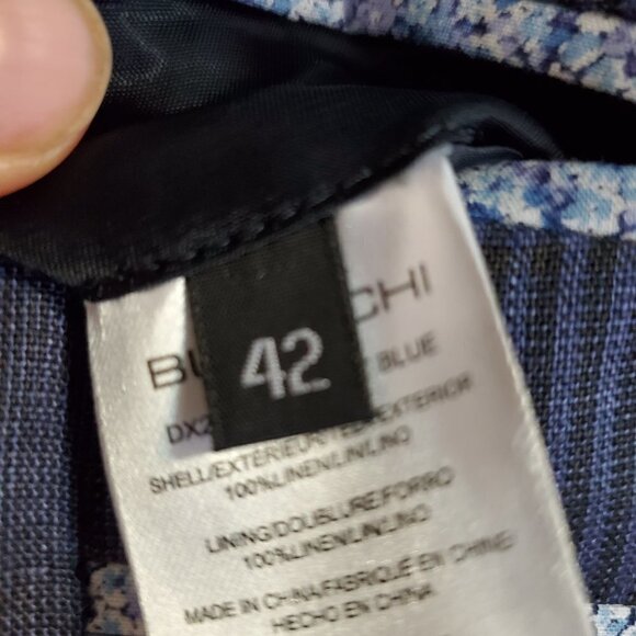 Bugatchi 2 button Linen Blazer Mens Size 42 Running Plaid Blue Gray double vent - Picture 12 of 13